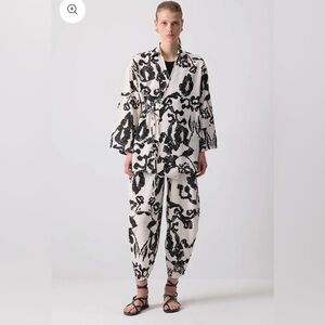 LINEN TEXTURED PATTERNED KIMONO PANTS SET